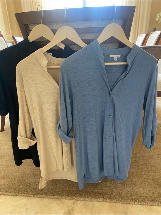 James Perse Tops - Lot of 3 James Perse slub knit 3/4 sleeve button down tops size 2 (medium)